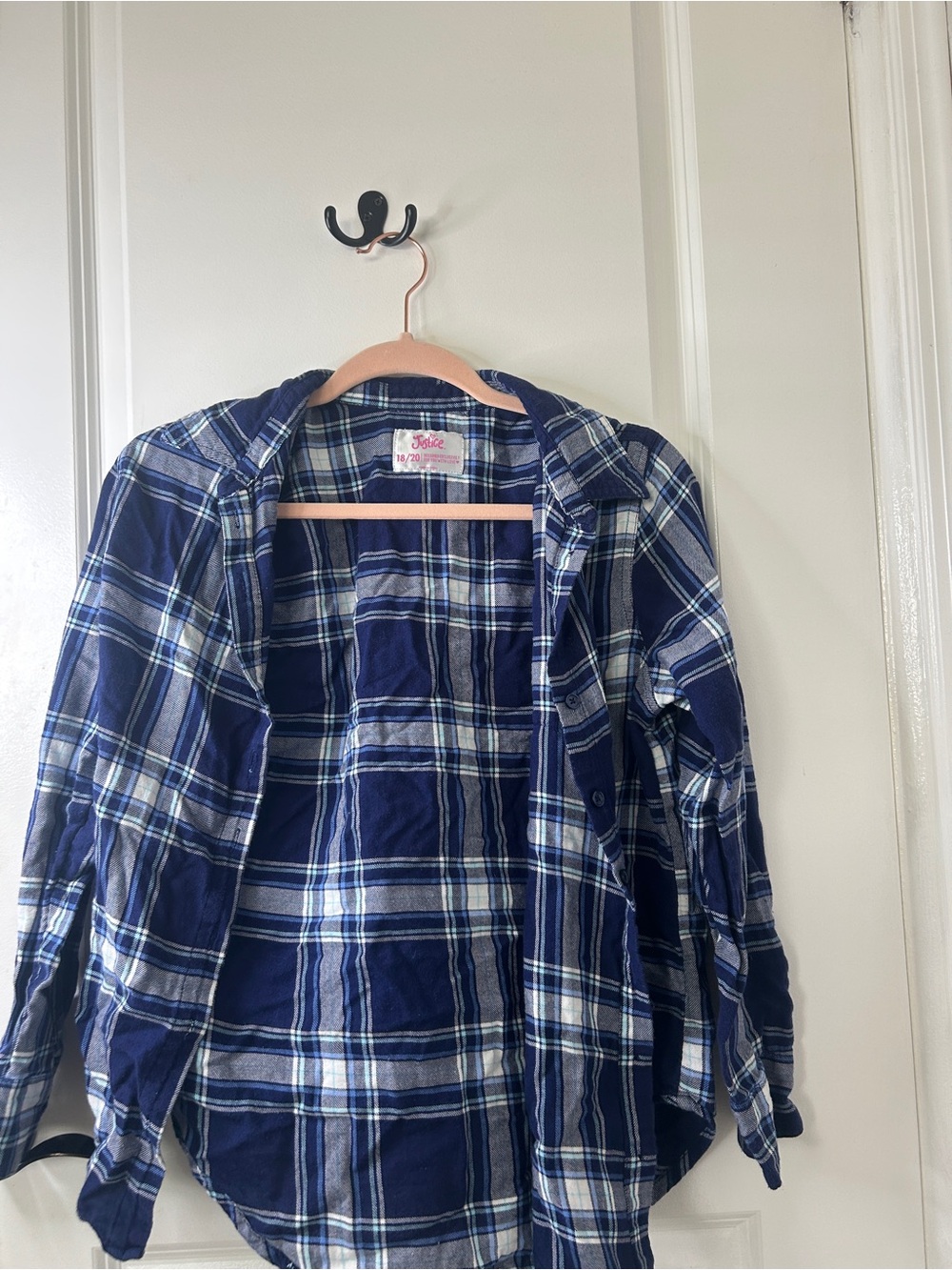 Blue Plaid Hooded Shirt for Kids - Justice Brand